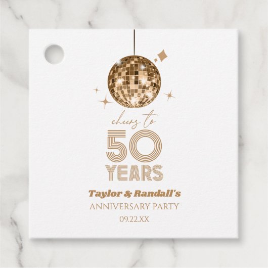 Étiquettes Cadeau Disco Soirée Mariage de 50 ans (Devant)