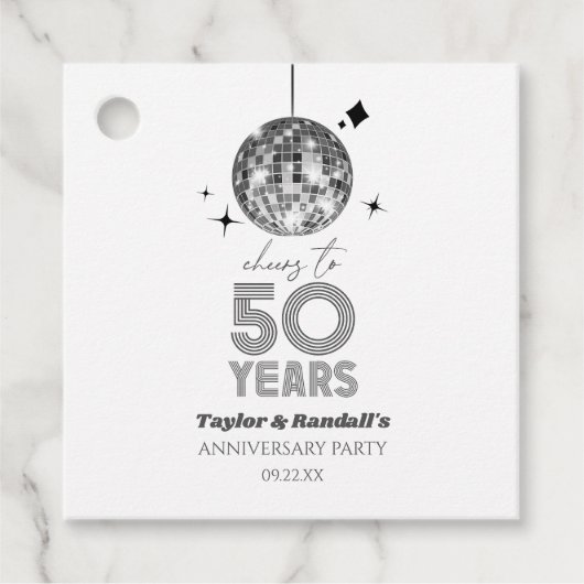 Étiquettes Cadeau Disco Soirée Mariage de 50 ans (Devant)