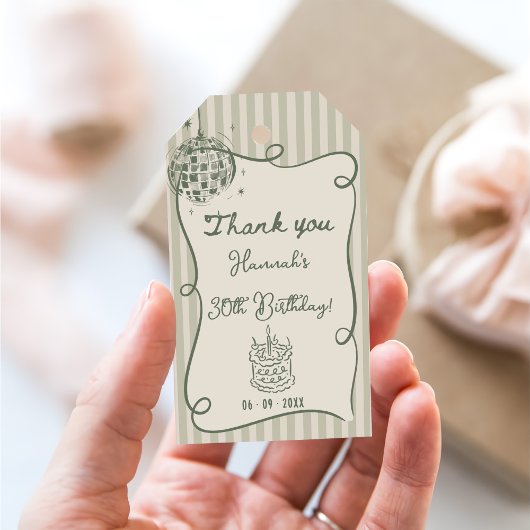 Étiquettes-cadeau Disco Whimsical Hand Drawn Funky 30e anniversaire