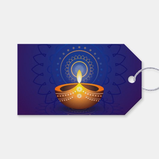 Étiquettes-cadeau Diwali Diya (Devant (Horizontal))