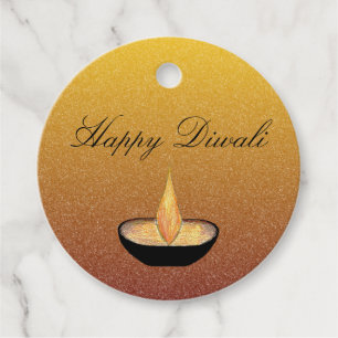 Étiquettes Cadeau Diwali Diya Lampe Parties scintillant de flamme Go
