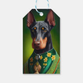 Étiquettes-cadeau Doberman Dog en tenue de la Saint Patrick (Dos)