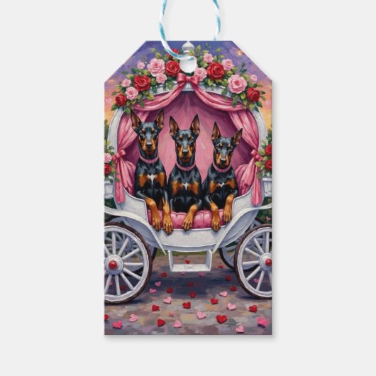 Étiquettes-cadeau Doberman Dog Valentine's Day  (Devant)