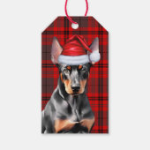 Étiquettes-cadeau Doberman Pinscher Dog Red Plaid Christmas (Devant)