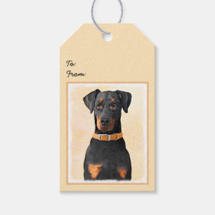 Étiquettes-cadeau Doberman Pinscher Peinture non découpée Art origin