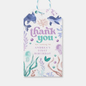 Étiquettes-cadeau Dolphin moderne sous la mer Merci Anniversaire (Dos)