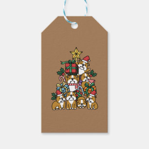 Étiquettes-cadeau Don de chien Christmas Tree English Bulldog Doigt
