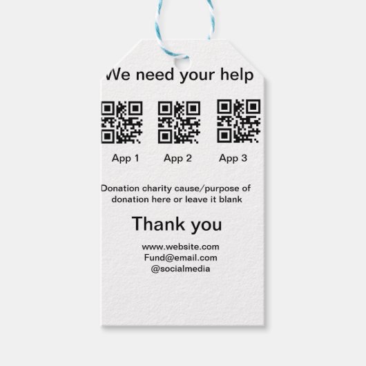 Étiquettes-cadeau Donation Collection conseil pot ajouter votre q r (Devant)