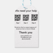 Étiquettes-cadeau Donation Collection conseil pot ajouter votre q r (Dos)