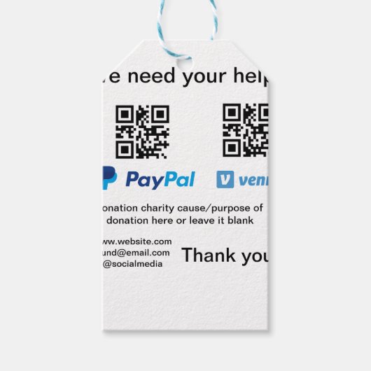 Étiquettes-cadeau Donation Collection conseil pot ajouter votre q r  (Devant)