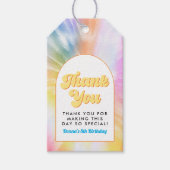 Étiquettes-cadeau DONNA Retro Font Tie Dye Pool Party Anniversaire (Devant)