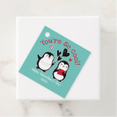 Étiquettes Cadeau Doodle Penguin Valentine (En situation)