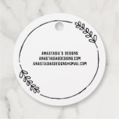 Étiquettes Cadeau Doodle Wreath fait main avec amour (Dos)