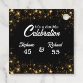 Étiquettes Cadeau Double célébration Joyeux Anniversaire Noir Or (Dos)