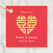 Étiquettes Cadeau Double Happy COULEUR ÉDITABLE Mariage chinois (Devant)