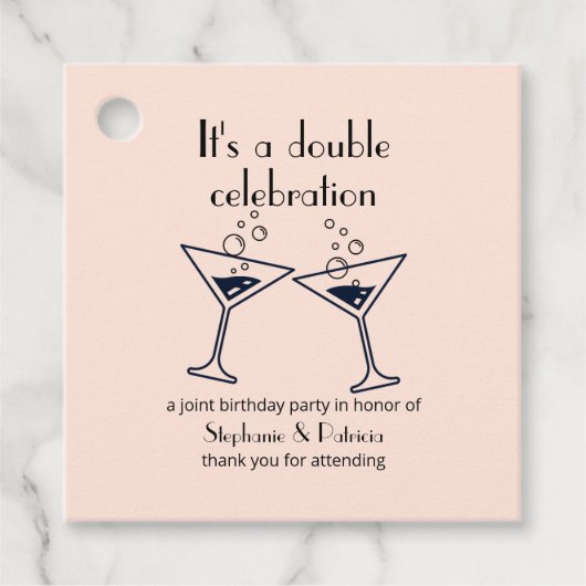 Étiquettes Cadeau Double rose moderne fête l'anniversaire conjoint (Devant)