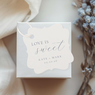 Étiquettes Cadeau Douce Amour Bleu Poussiéreux Mariage Est Doux