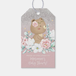 Étiquettes-cadeau Douce Baby Shower Floral Pailleté Rose Pâle