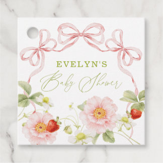Étiquettes Cadeau Douce Baby Shower Gingham à la Fraise