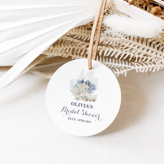 Étiquettes Cadeau Douce douche de mariage plage côtière coquillage b