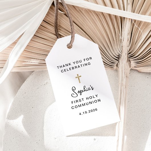 Étiquettes-cadeau Douce et Simple | Première Sainte Communion Or