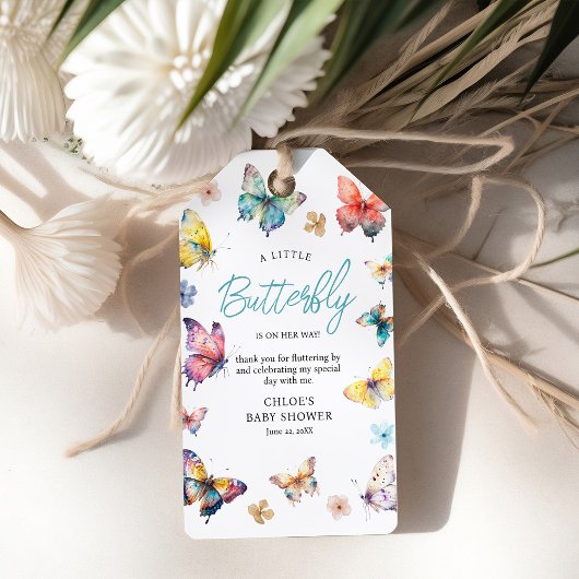 Étiquettes-cadeau Douce Fée Papillon Fille Baby Shower Aquarelle