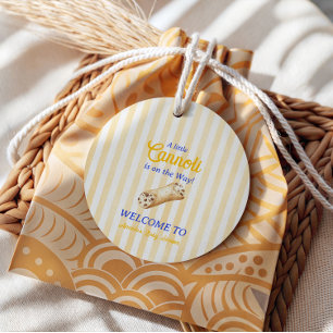 Étiquettes Cadeau Douce Fête de Bébé Cannoli Jaune Bleu Italien