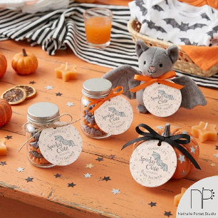 Étiquettes Cadeau Douce Fête de Bébé d'Octobre Mignonne et Effrayant