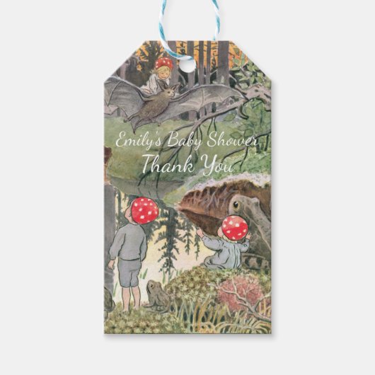 Étiquettes-cadeau Douce Fête de Bébé Grenouille et Champignon de la  (Devant)