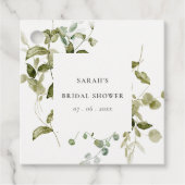 Étiquettes Cadeau Douce Fête de Mariage à l'Aquarelle avec Feuillage (Devant)