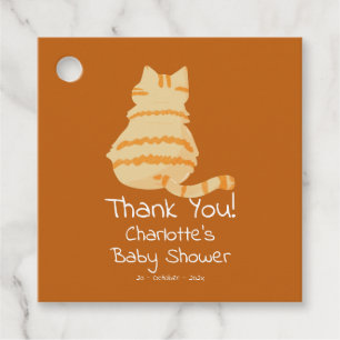 Étiquettes Cadeau Douce Fête de Naissance de Chat Orange Gros