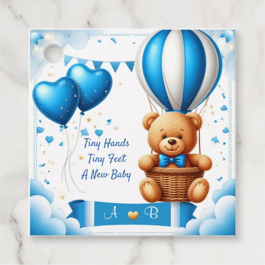 Étiquettes Cadeau Douce Fête de Naissance Ourson 🧸 (Devant)