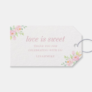 Étiquettes-cadeau Douce Fleur Aquarelle Rose Amour Est Doux Mariage