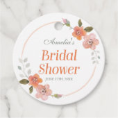 Étiquettes Cadeau Douce Florale Orange Fête de Mariage (Devant)