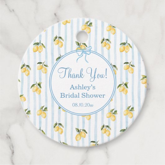 Étiquettes Cadeau Douce Méditerranée Ruban Bleu Mariage (Devant)