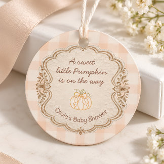 Étiquettes Cadeau Douce petite citrouille à carreaux Baby Shower Rem