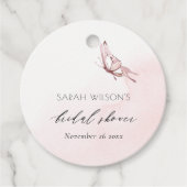 ÉTIQUETTES CADEAU DOUCE ROSÉE À L'AQUARELLE PAPILLON LUNCHE DE MARIA (Devant)