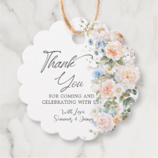 Étiquettes Cadeau Douceur Pastel Blanc Bleu Floral Baby Shower de Ma