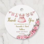 Étiquettes Cadeau Douche bébé rose rose doux Élégant bébé fille (Devant)