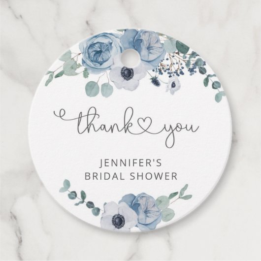 Étiquettes Cadeau Douche de la nuptiale bleu foncé (Devant)