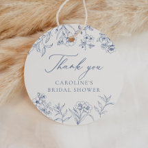 Douche de mariage à motif floral bleu poussiéreux 