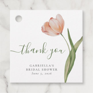 Étiquettes Cadeau Douche de mariage élégante aquarelle tulipe verte