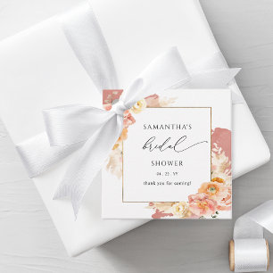 Étiquettes Cadeau Douche de Mariage Élégante aux Fleurs de Pêche et