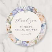 Étiquettes Cadeau Douche de Mariée Fleurie Crème Bleu Poussière (Devant)