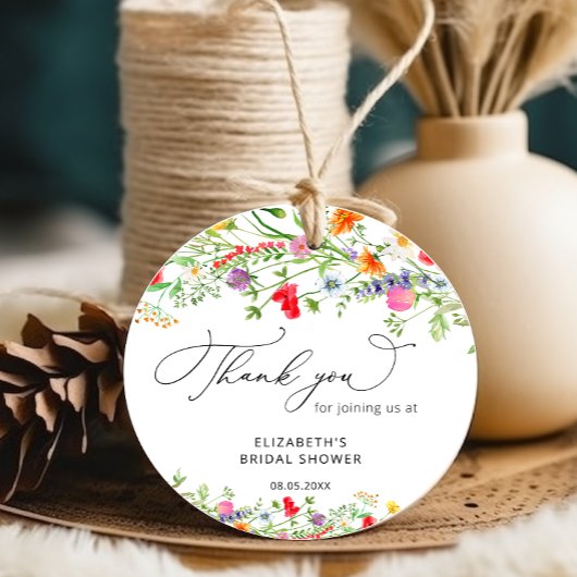 Étiquettes Cadeau Douche fleur sauvage fleurie colorée