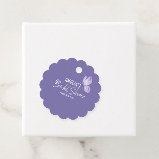 Étiquettes Cadeau Douche nuptiale à papillon jaune aquarelle (En situation)