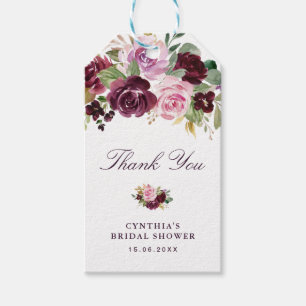 Étiquettes-cadeau douche nuptiale aux fleurs violettes peintes