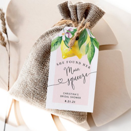 Étiquettes-cadeau Douche nuptiale citron merci tag