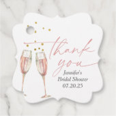 Étiquettes Cadeau douche nuptiale en verre de champagne moderne (Devant)