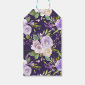 Étiquettes-cadeau Douche nuptiale fleurie violette aquarelle (Dos)